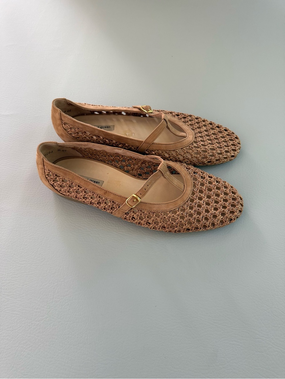 Paul Green Woven Anabele Flats Mary Jane Brown Royal Sisal Leather UK 6.5, US 9